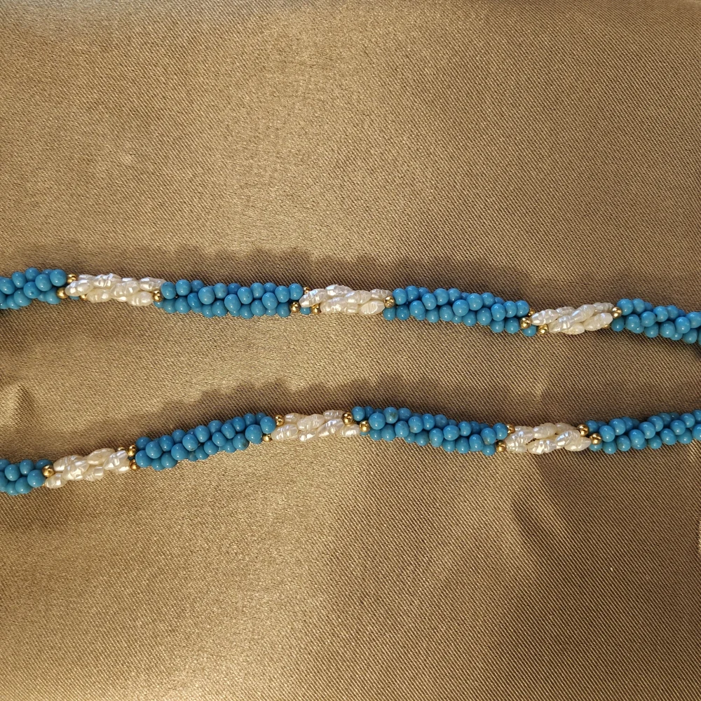 Elegant Blue and Gold Beaded Necklace